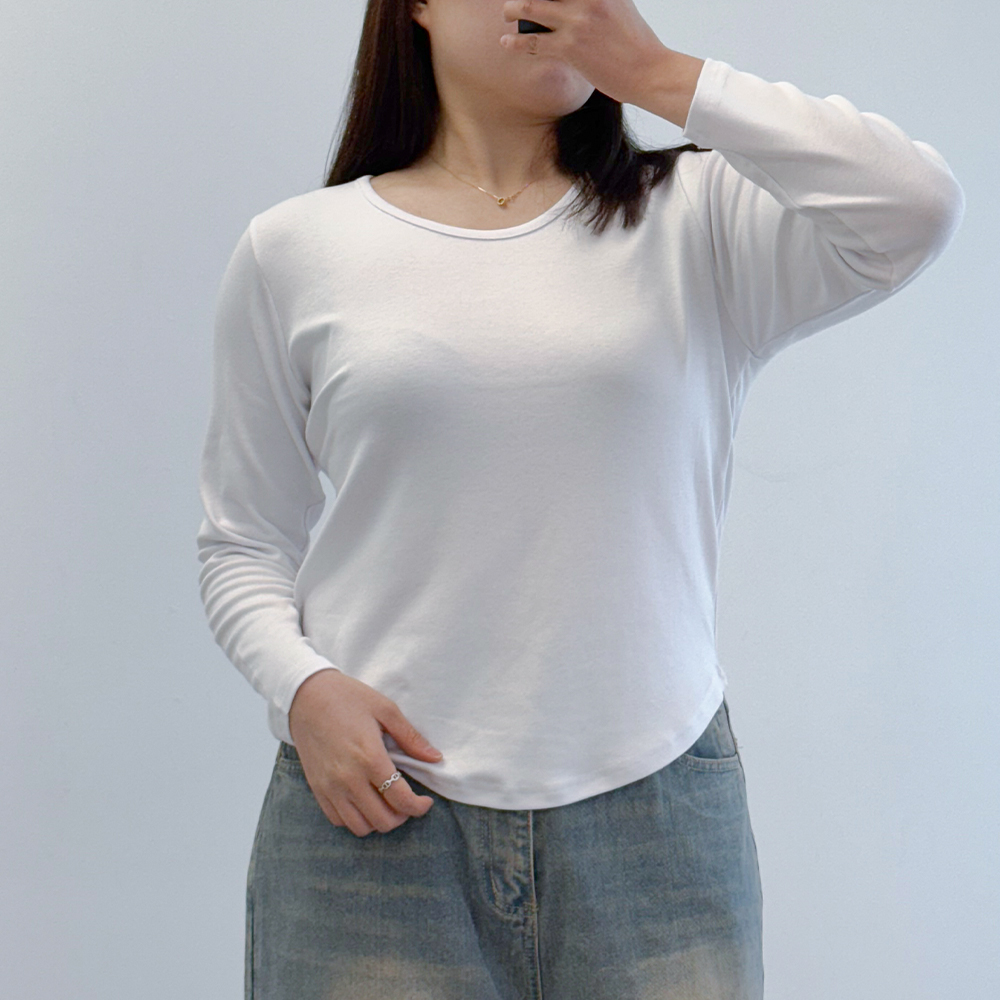 여성긴팔티 빅사이즈 이너 기본티 봄티셔츠 - 상세 이미지 5
