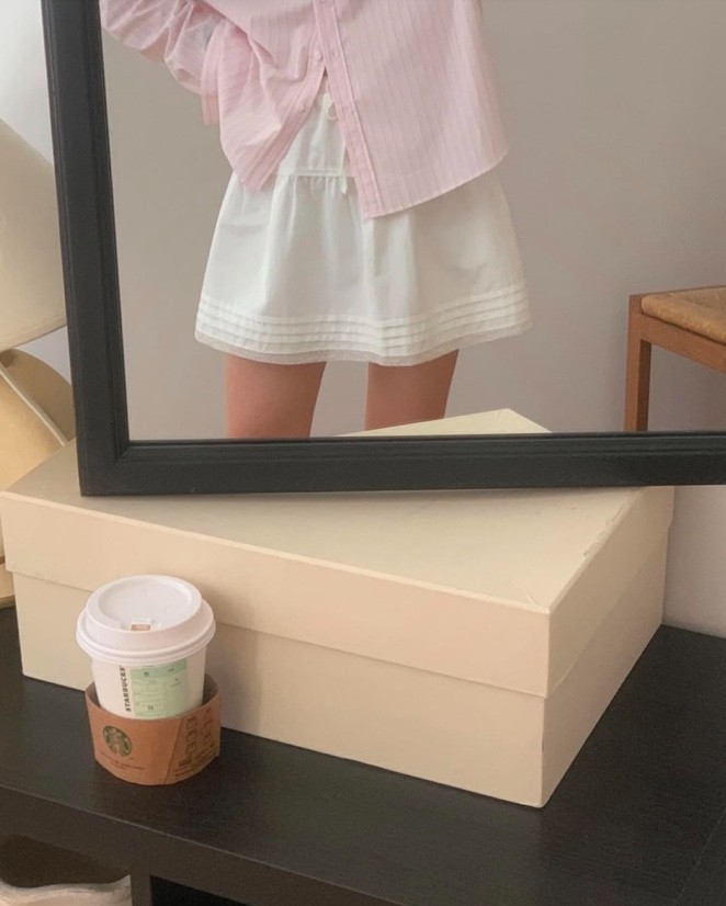 (당일배송) liter 리터 소피아 레이스 스커트 밴딩 a라인 플레어 셔링 미니 치마 상세 이미지 16