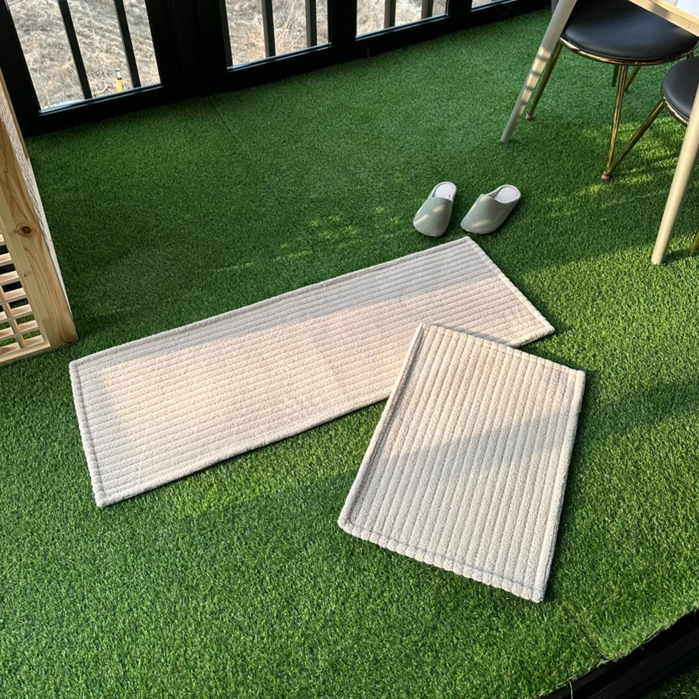 스타일러그 푹신한 발매트 욕실 주방 싱크대 라인베이지, 45x130cm