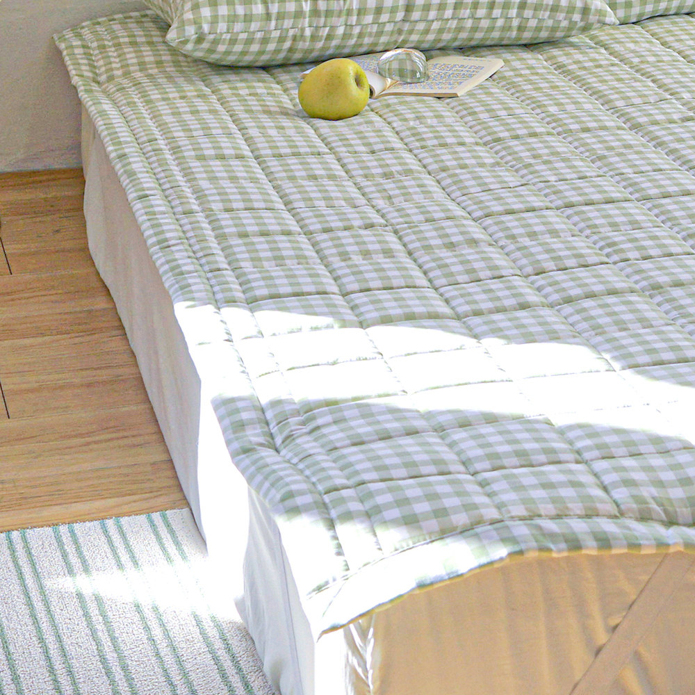 드림체크 먼지없는 사계절 고정밴딩 침대패드 애플그린, SS(슈퍼싱글)