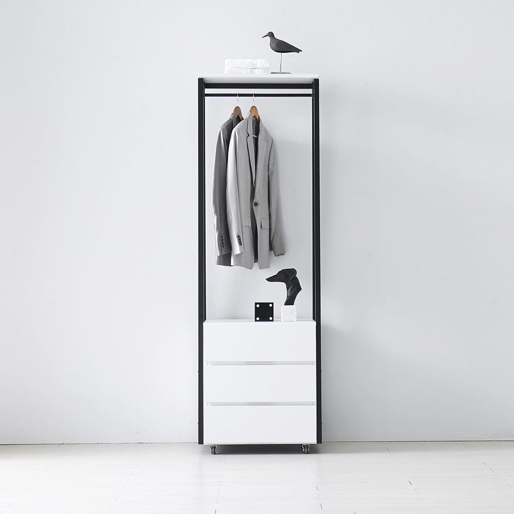 비바 서랍식행거 철제 시스템 일자 바퀴달린 이동식 3단 600 - 상세 이미지 4