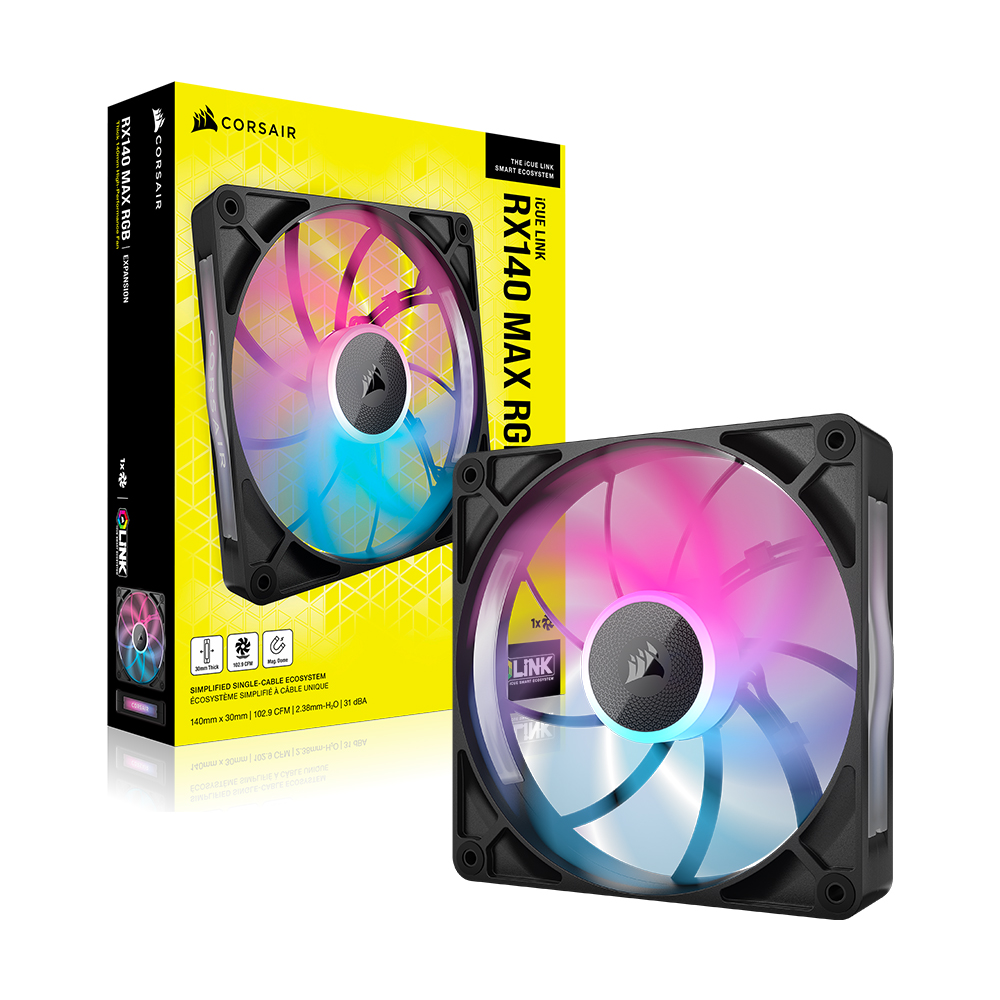 커세어 iCUE LINK RX140 MAX RGB 블랙, 1팩