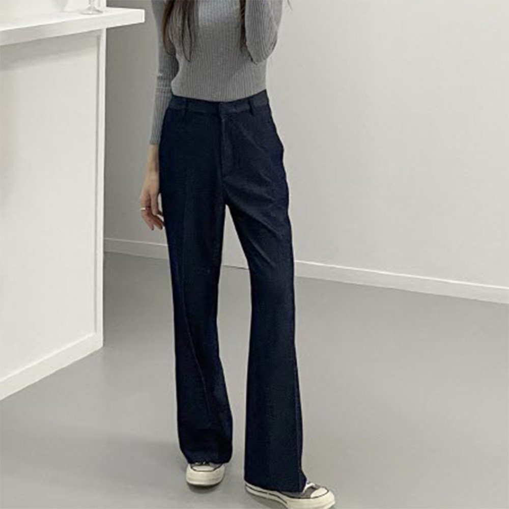 옷자락 여자 데님슬랙스 찰랑 와이드핏 일자 청바지 이미지 3