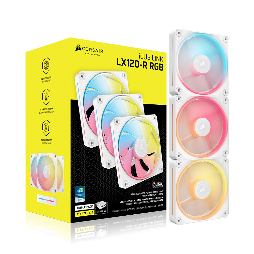 커세어 LX120-R RGB STARTER KIT Reverse 화이트, 3팩 - 메인 이미지