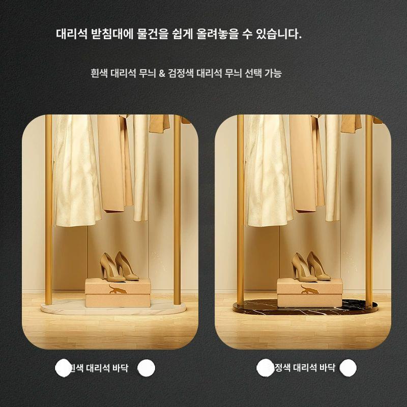 드레스룸 행거 선반 의류 수납 진열대 시스템 골드 수납선반 스탠드옷걸이 45cm 금색 지지대 + 화이트 대리석 받침 - 상세 이미지 2