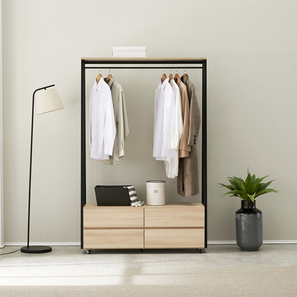 비바 서랍식행거 철제 시스템 일자 바퀴달린 이동식 2단 1200 - 상세 이미지 3