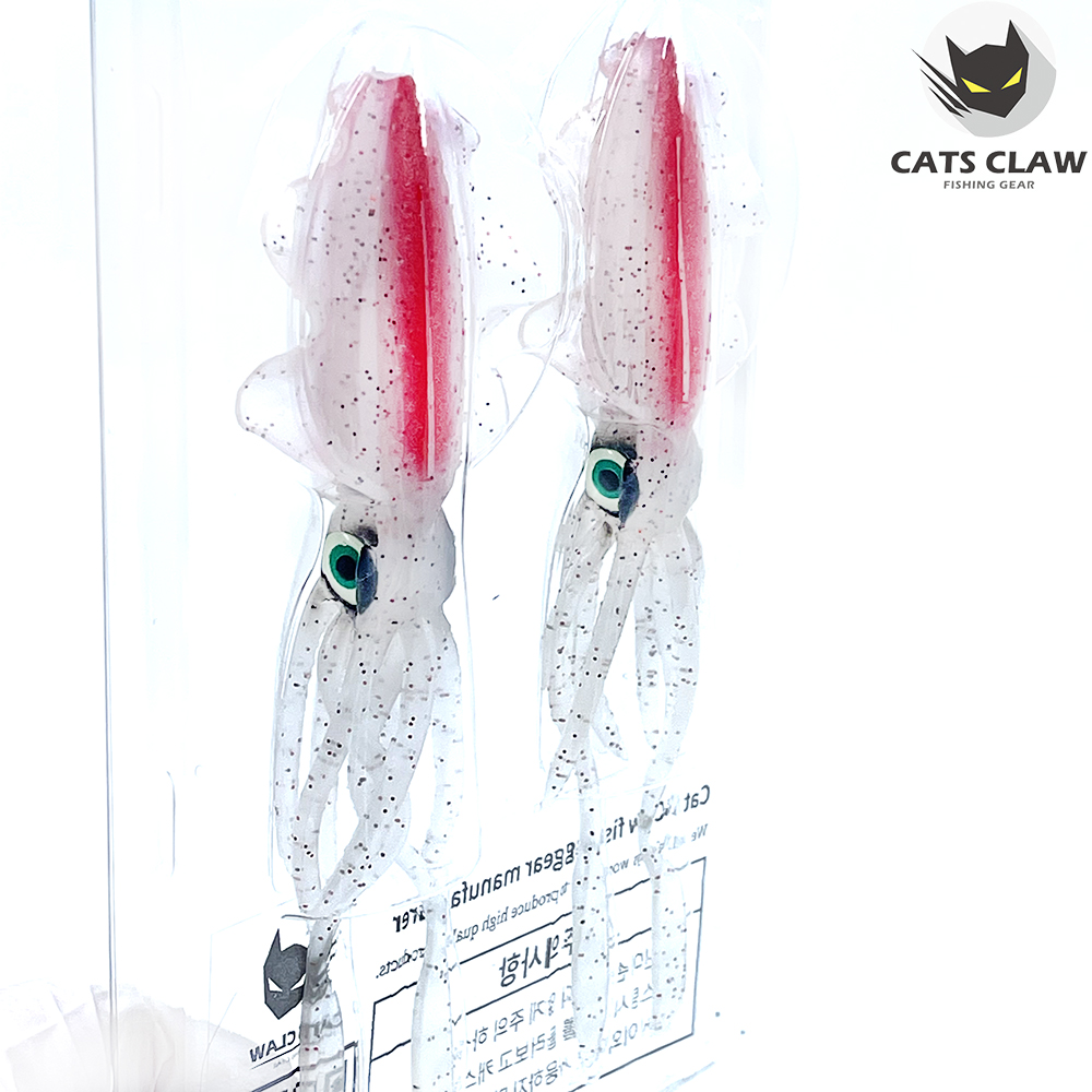 캣츠크로우 스퀴드엑스 광어웜 다운샷웜 005 화이트레드, 15cm - 상세 이미지 3
