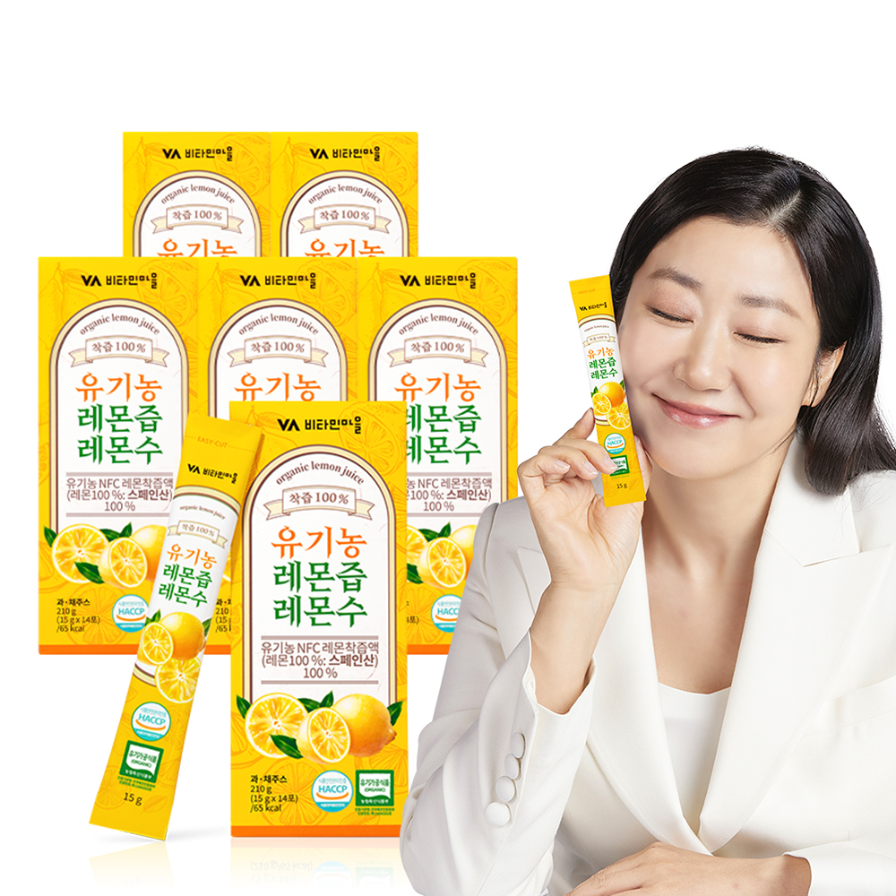 [84회분] 비타민마을 유기농 레몬즙 레몬수 스틱 착즙원액 14포, 6개 제품 이미지