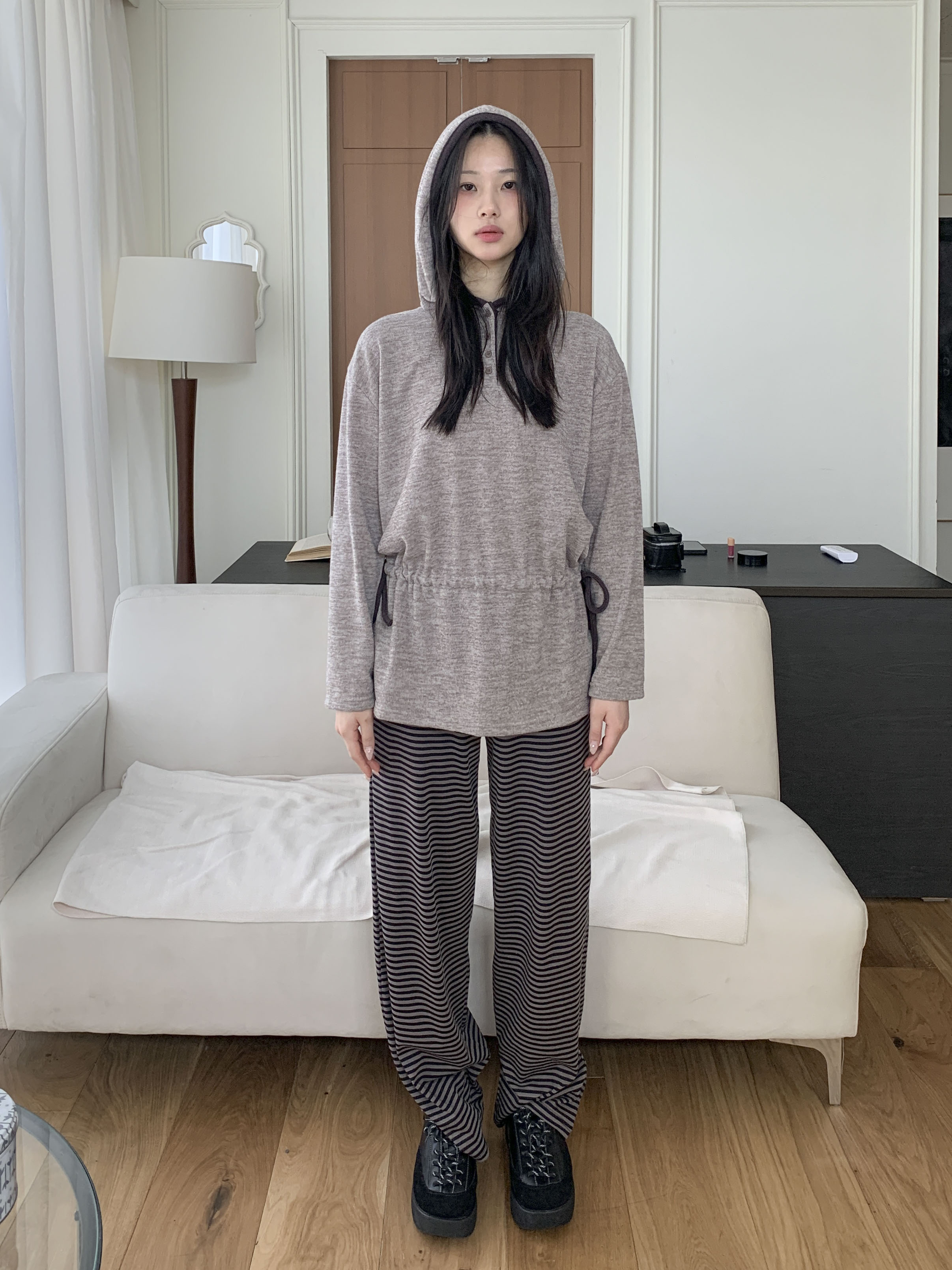 [빈티지♥/하체커버] 밀루 스트라이프 단가라 밴딩 팬츠 3color 상세 이미지 9