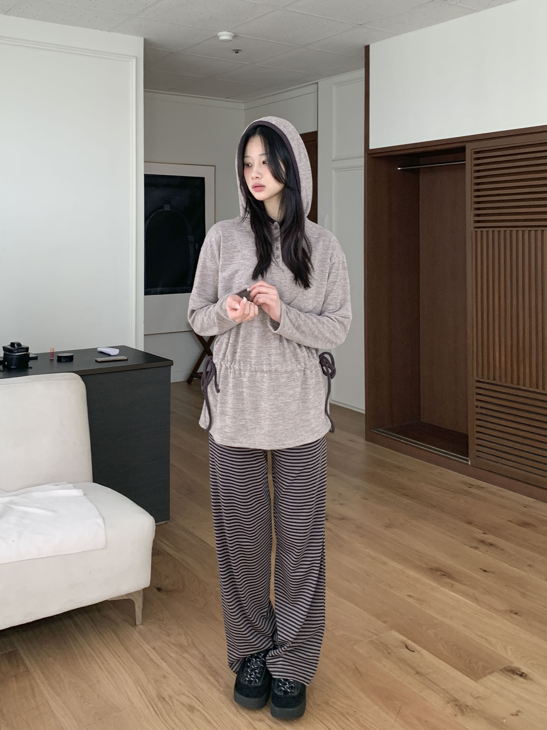 [빈티지♥/하체커버] 밀루 스트라이프 단가라 밴딩 팬츠 3color 상세 이미지 6