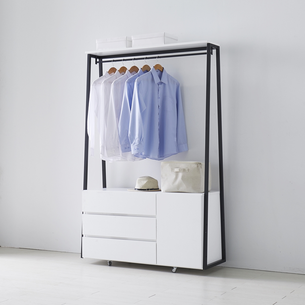 비바 서랍식행거 철제 시스템 일자 바퀴달린 이동식 3단 1200 - 상세 이미지 4