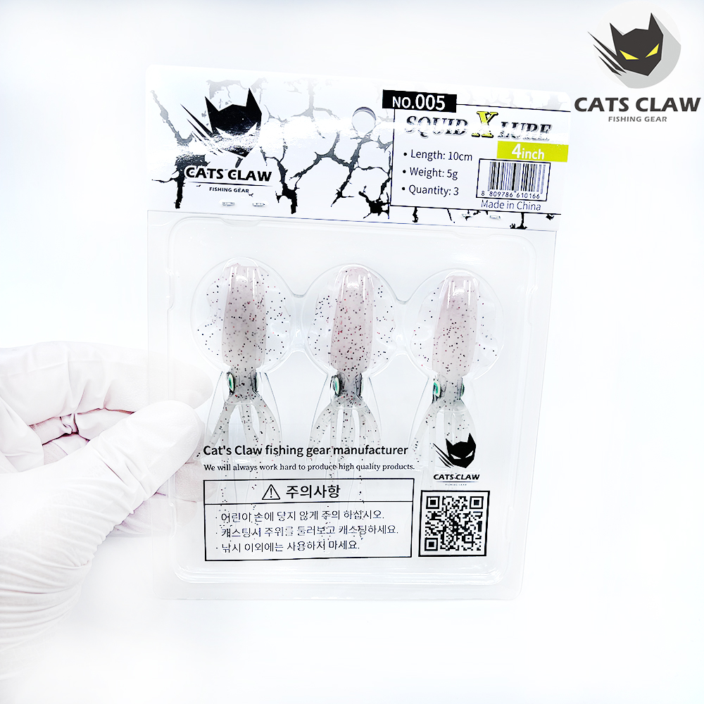 캣츠크로우 스퀴드엑스 광어웜 다운샷웜 005 화이트레드, 10cm(4인치) - 상세 이미지 4