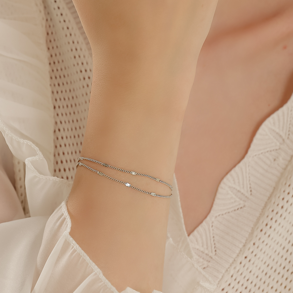[HESTIA] [+행운가득 네잎클로버키링/2줄팔찌/데일리] 반짝이는 것은 모두 니꺼해! 팔찌+핑크선물포장+쇼핑백 : MiltonStelle