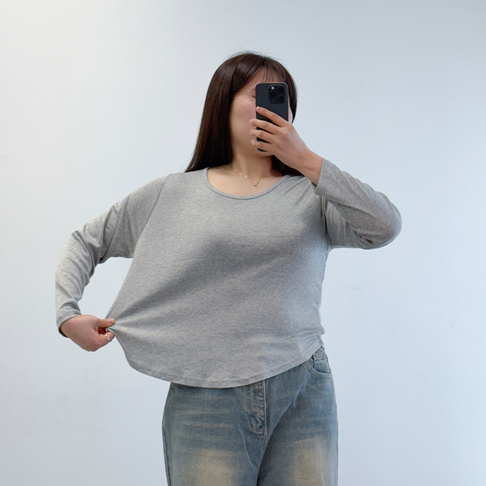 여성긴팔티 빅사이즈 이너 기본티 봄티셔츠 - 상세 이미지 3