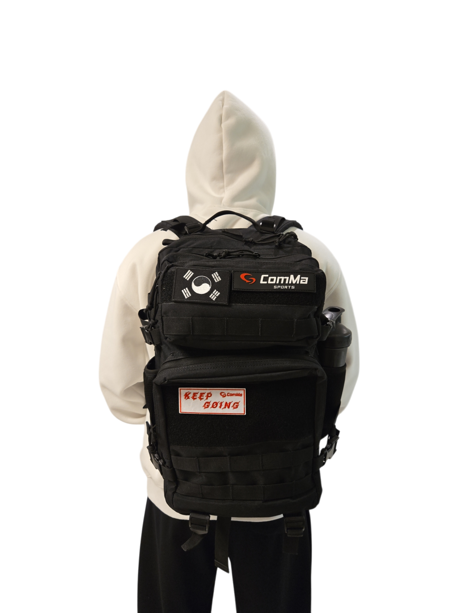ComMa 헬스백팩 운동 가방 유틸리티 짐백 45L 대용량 블랙 더블백