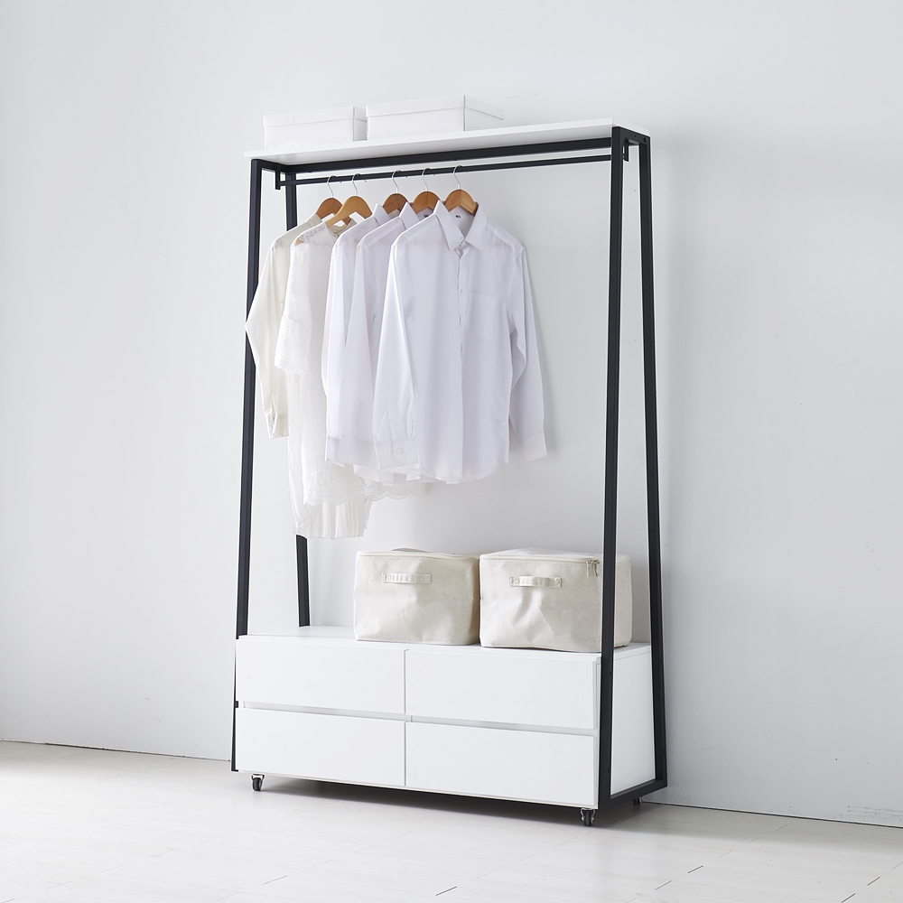 비바 서랍식행거 철제 시스템 일자 바퀴달린 이동식 2단 1200 - 상세 이미지 4