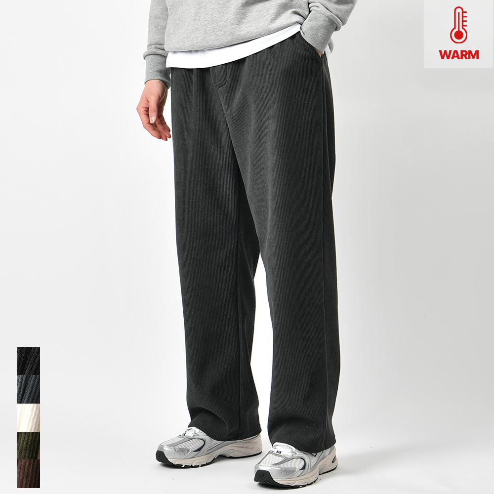 남자 코듀로이팬츠 골덴 와이드 기모 스판 밴딩 겨울 팬츠 - 상품 이미지