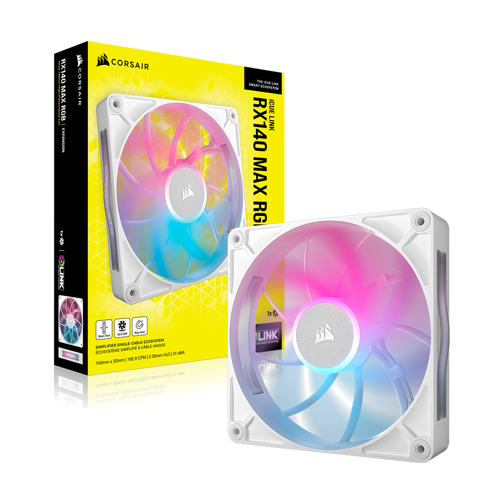 커세어 iCUE LINK RX140 MAX RGB 화이트, 1팩