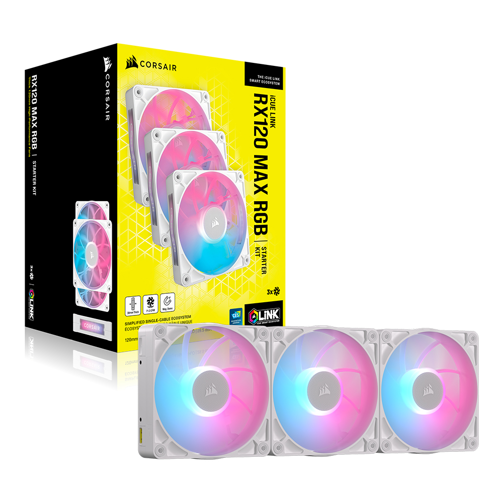 커세어 iCUE LINK RX120 MAX RGB 화이트, 3팩