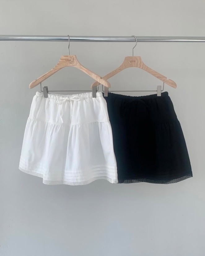 (당일배송) liter 리터 소피아 레이스 스커트 밴딩 a라인 플레어 셔링 미니 치마 상세 이미지 19