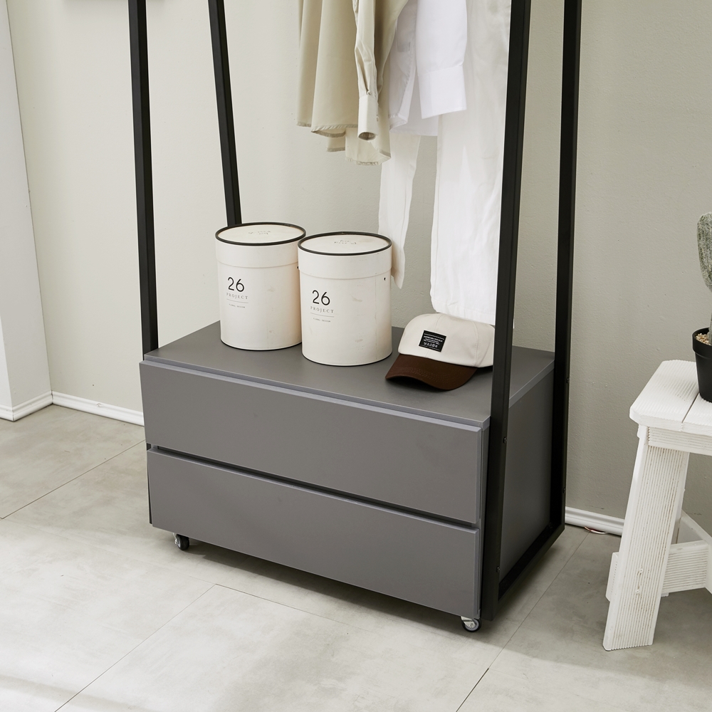 비바 서랍식행거 철제 시스템 일자 바퀴달린 이동식 2단 800 - 상세 이미지 5