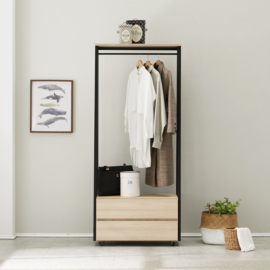 비바 서랍식행거 철제 시스템 일자 바퀴달린 이동식 2단 800 - 상세 이미지 3