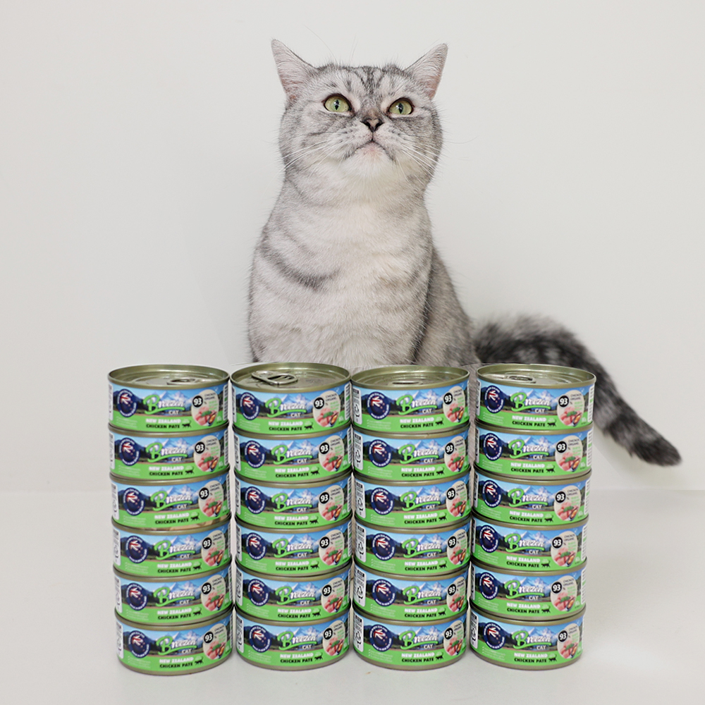 브리젠 뉴질랜드산 전연령 고양이 주식캔 습식사료 파테 치킨, 80g, 24개