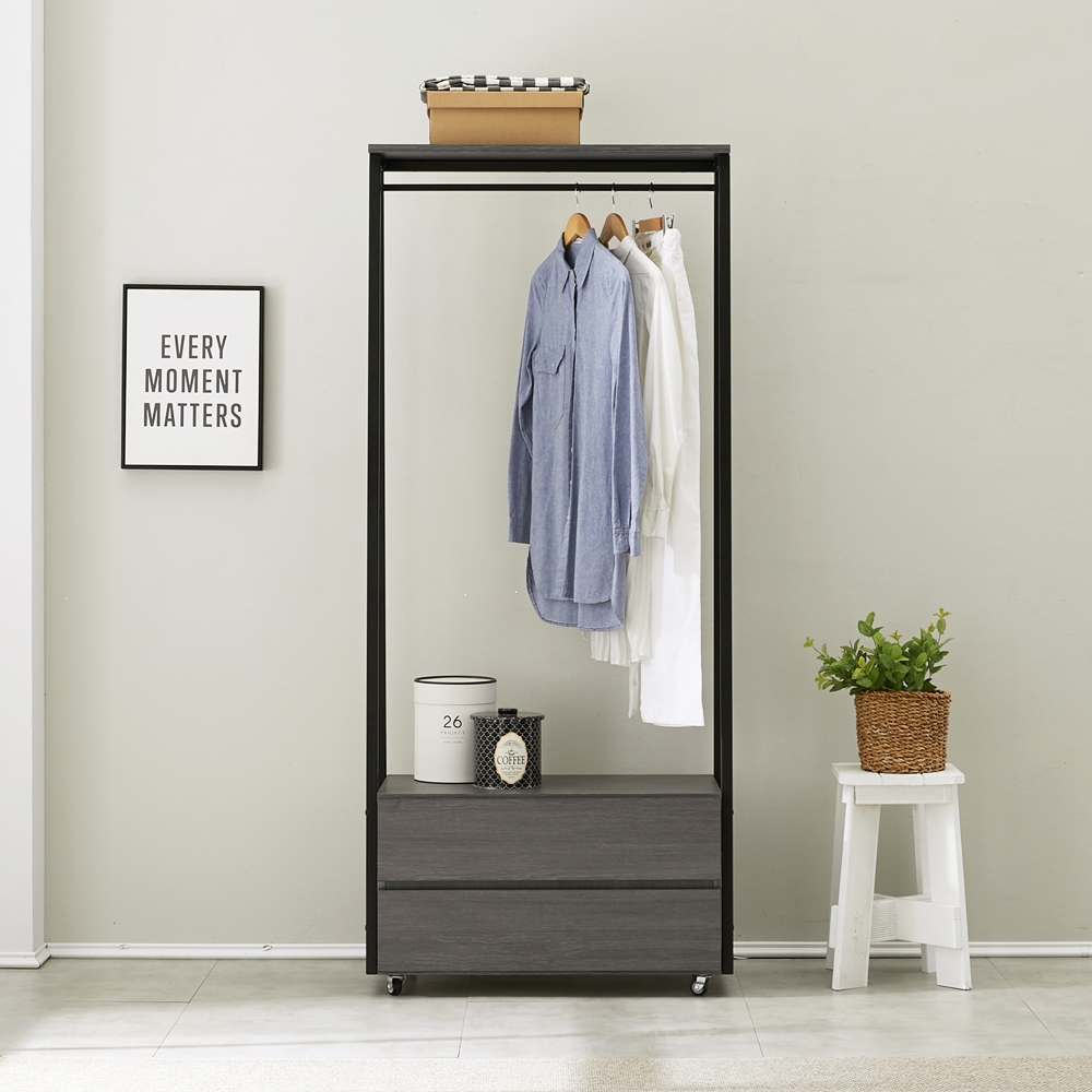 비바 서랍식행거 철제 시스템 일자 바퀴달린 이동식 2단 800 - 상세 이미지 2