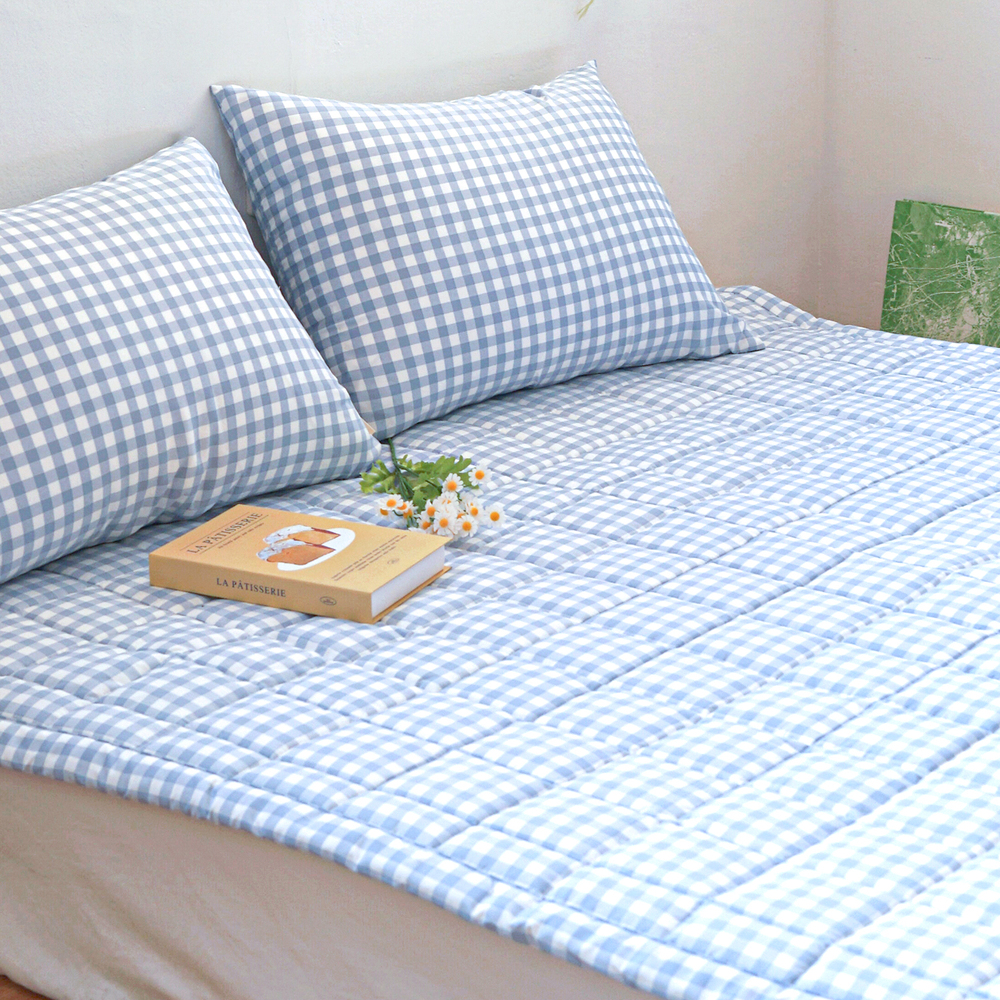 드림체크 먼지없는 사계절 고정밴딩 침대패드 소프트 블루, SS(슈퍼싱글)