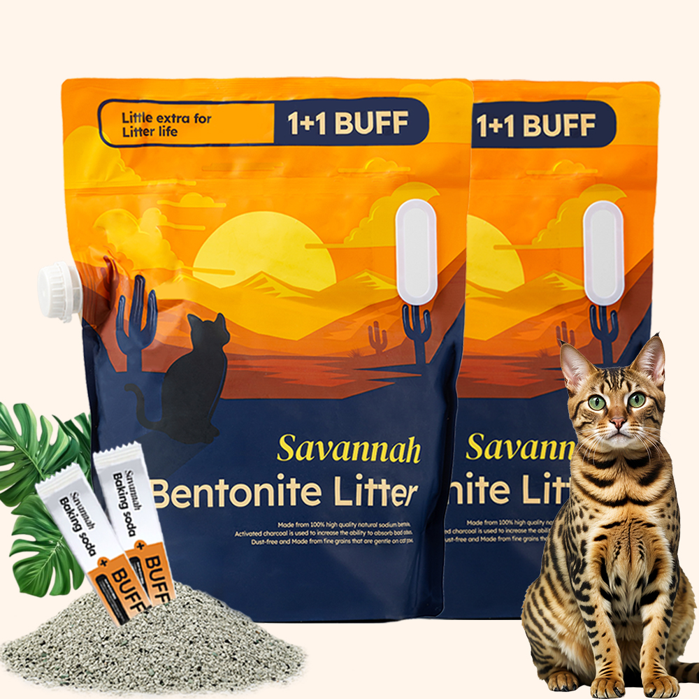 1+1 사바나 프리미엄 와이오밍 벤토나이트 고양이 모래 탈취제 세트 6kg 제품 이미지