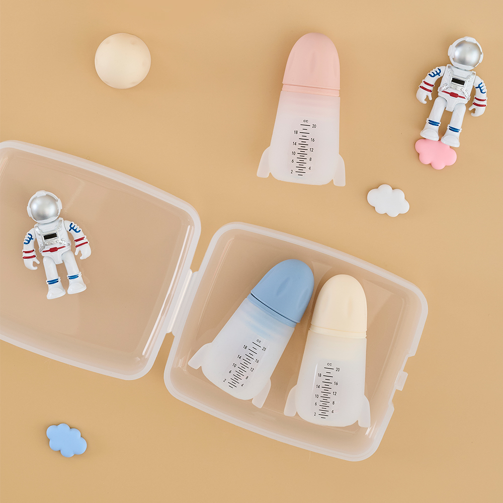 퍼기 다회용 실리콘 로켓 물약병 아기 물약통 투명 약병 눈금 1SET(아이보리+블루+파스텔핑크) - 상세 이미지 2