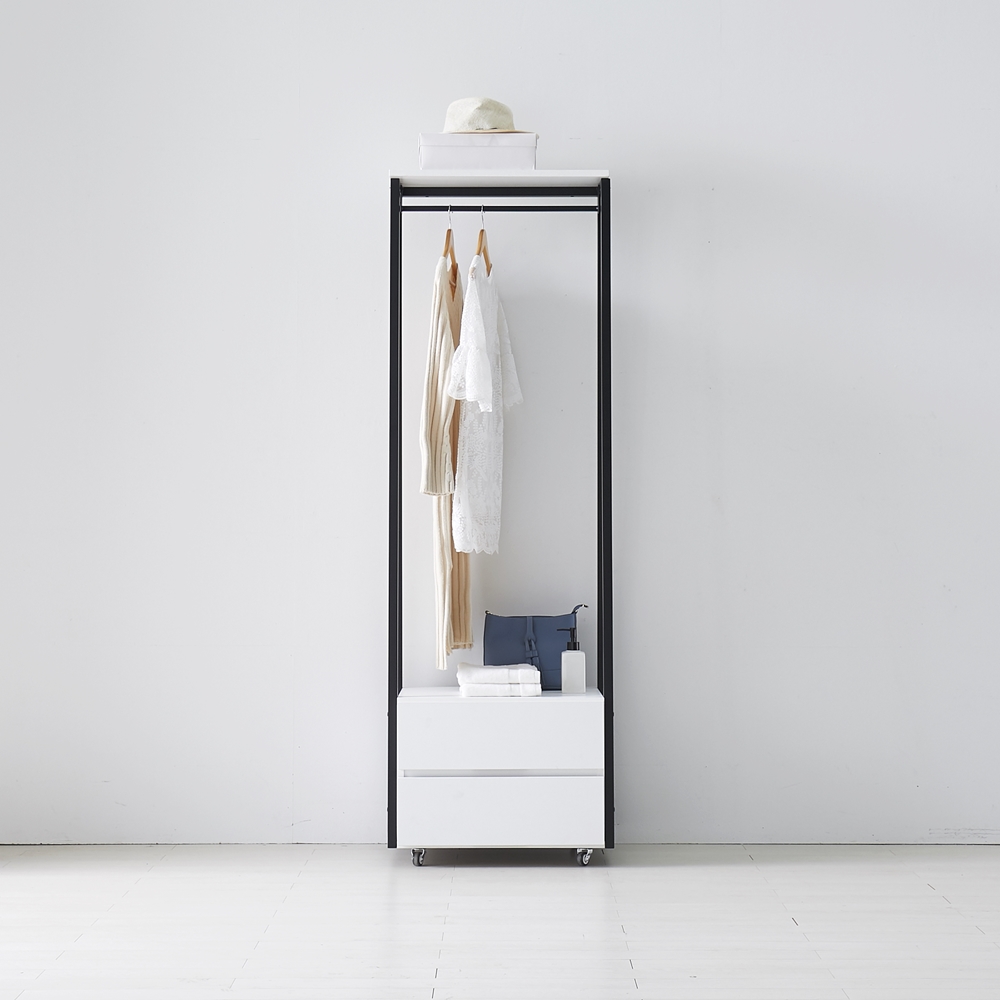 비바 서랍식행거 철제 시스템 일자 바퀴달린 이동식 2단 600 - 상세 이미지 4