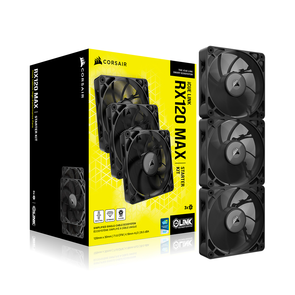커세어 iCUE LINK RX120 MAX PWM THICK STARTER KIT 3팩 블랙
