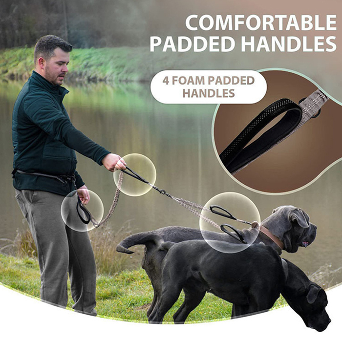 개과천선 트롱 핸즈프리 2견용 리드줄 반려견 목줄 산책줄 줄꼬임 방지 블랙 그레이