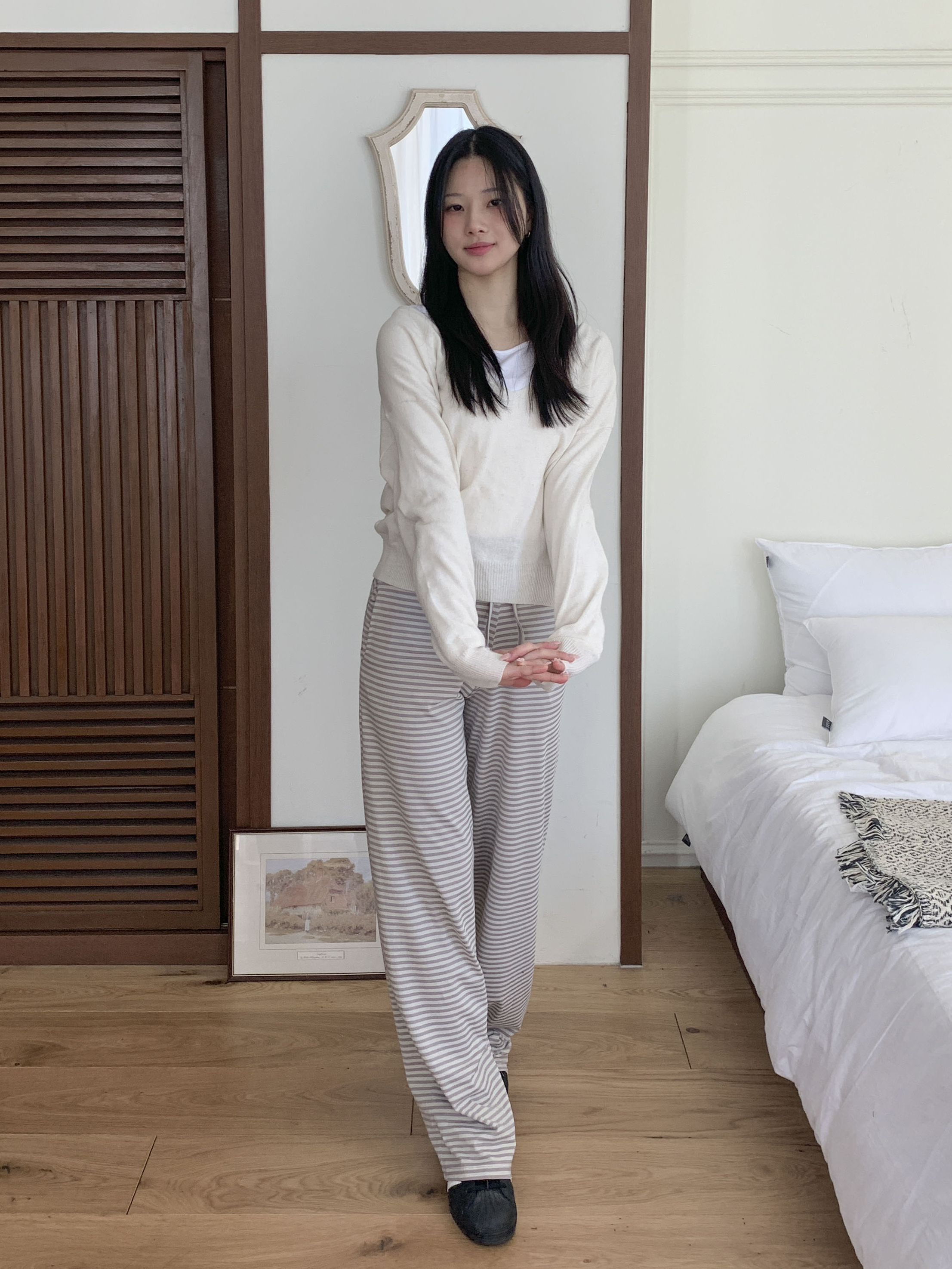[빈티지♥/하체커버] 밀루 스트라이프 단가라 밴딩 팬츠 3color 상세 이미지 25