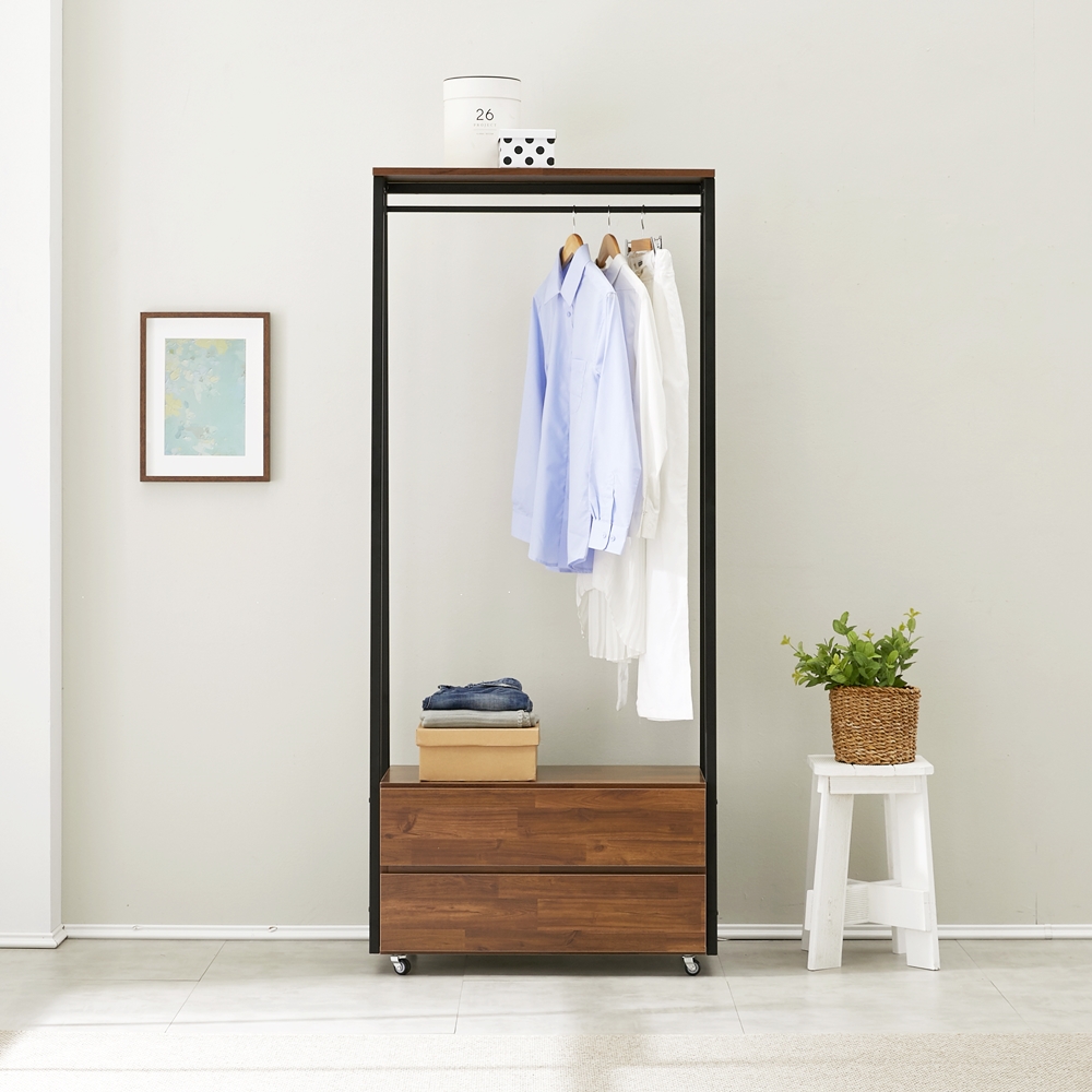 비바 서랍식행거 철제 시스템 일자 바퀴달린 이동식 2단 800