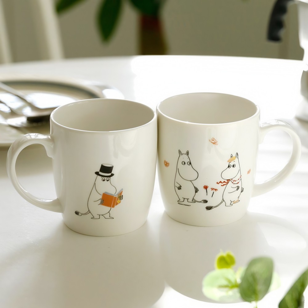 무민 본차이나 머그컵 동물 캐릭터 손잡이 커플 도자기 홈카페 커피 잔 선물 moomin - 상품 이미지