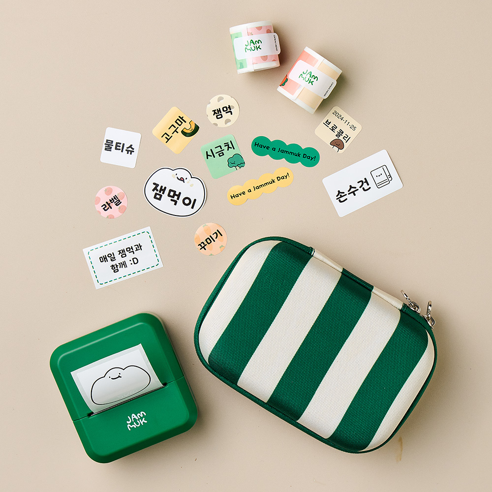 잼먹 라벨프린터기 라벨기 라벨 스티커 프린트 미니 네임