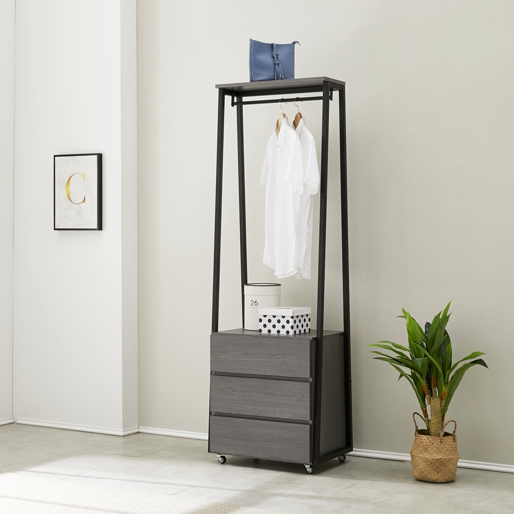 비바 서랍식행거 철제 시스템 일자 바퀴달린 이동식 3단 600 - 상세 이미지 2