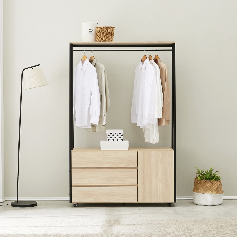 비바 서랍식행거 철제 시스템 일자 바퀴달린 이동식 3단 1200 - 상세 이미지 3