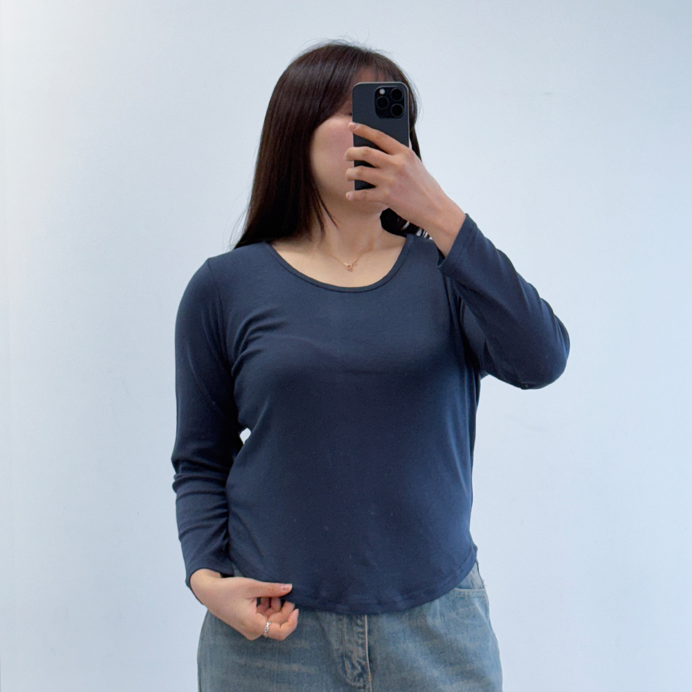 여성긴팔티 빅사이즈 이너 기본티 봄티셔츠 - 상세 이미지 2