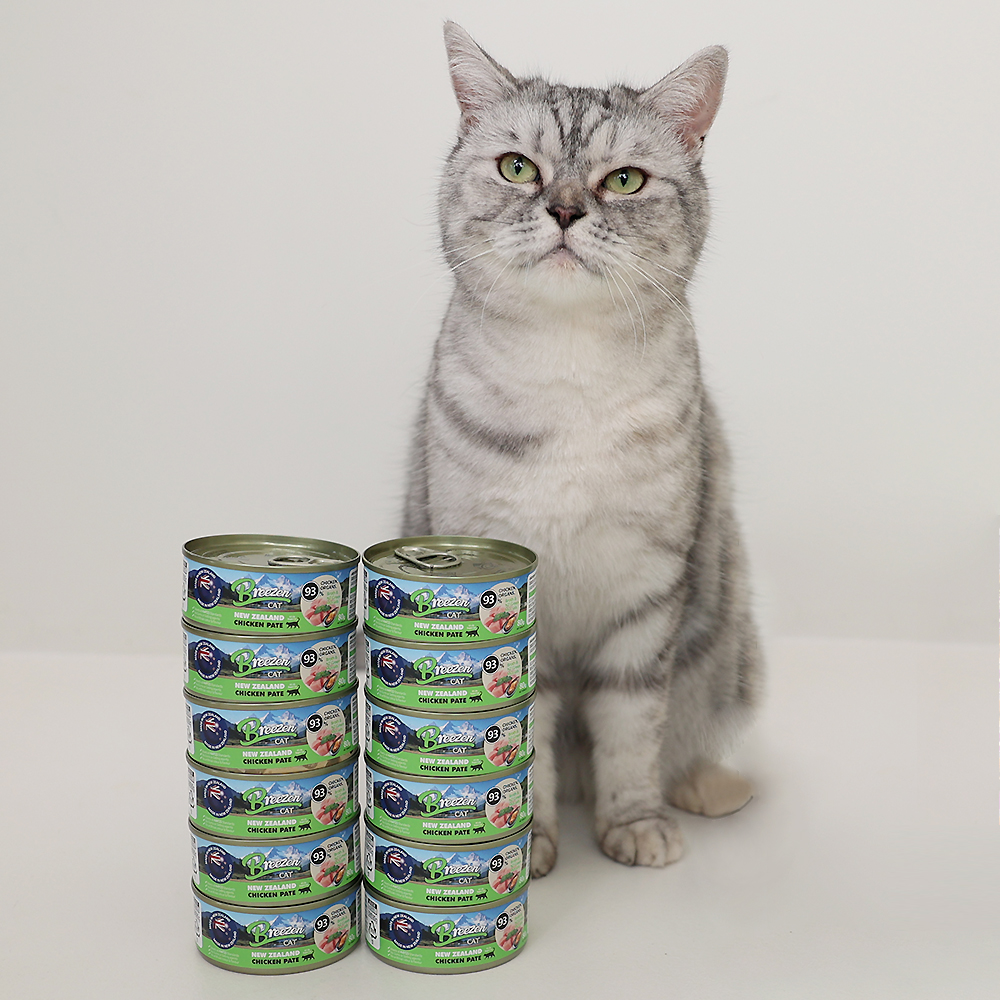 브리젠 뉴질랜드산 전연령 고양이 주식캔 습식사료 파테 치킨, 80g, 12개