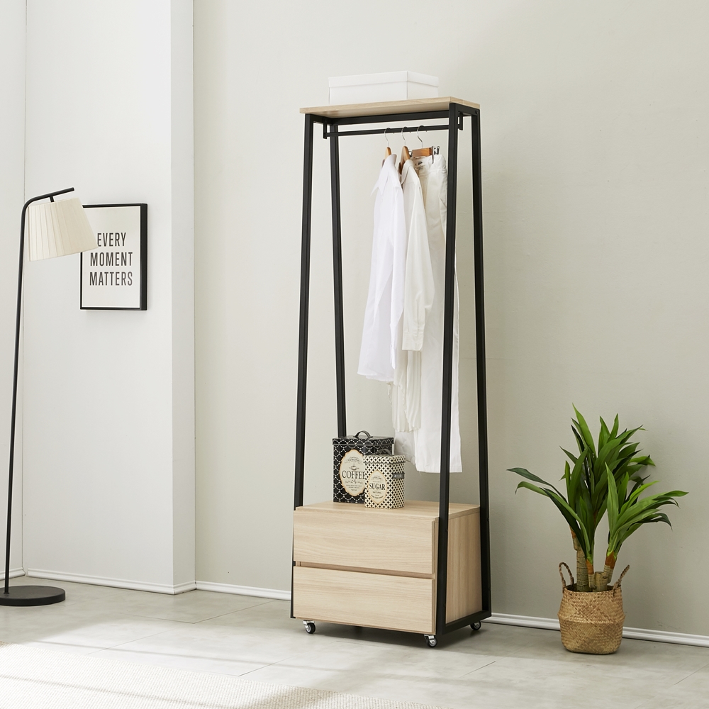 비바 서랍식행거 철제 시스템 일자 바퀴달린 이동식 2단 600 - 상세 이미지 3