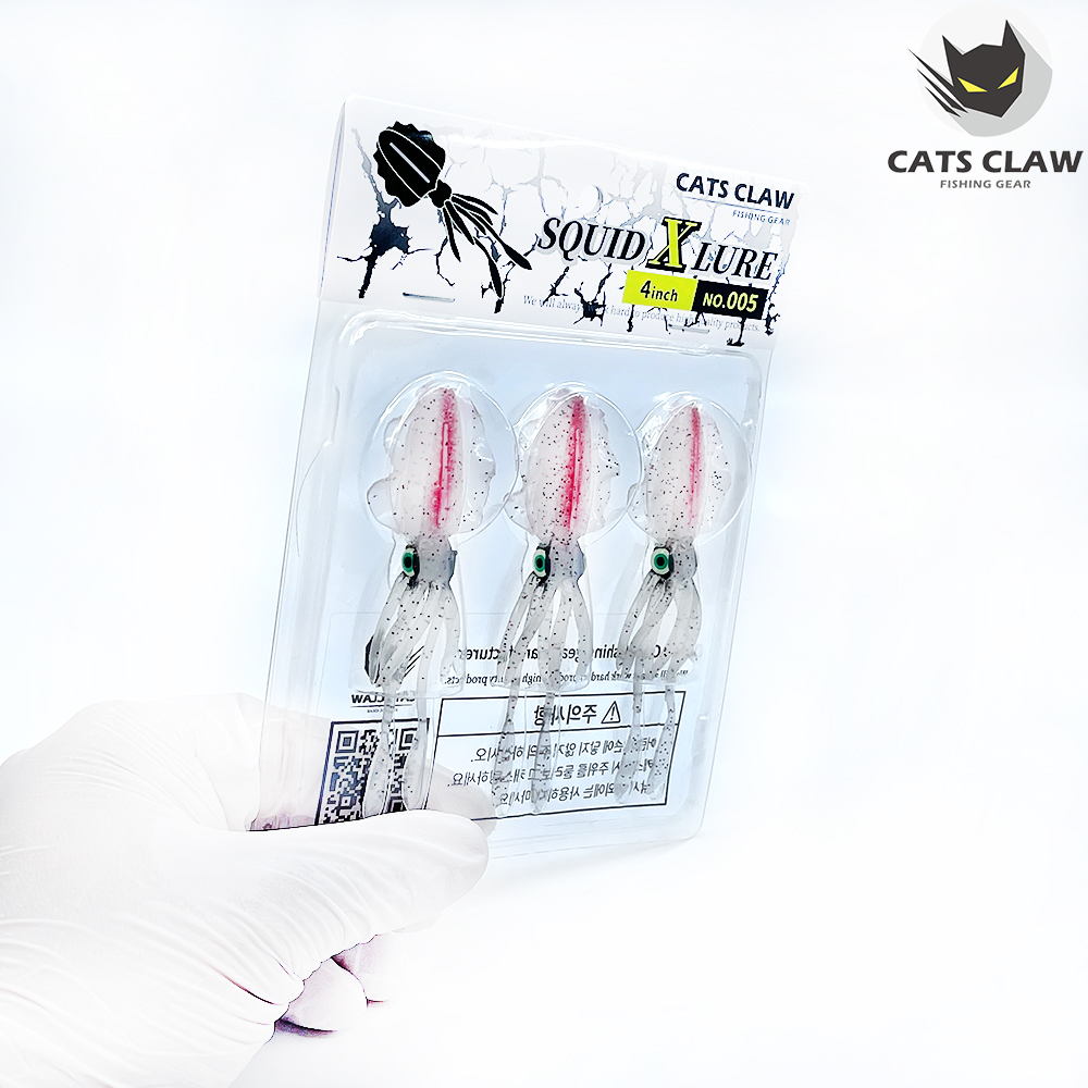 캣츠크로우 스퀴드엑스 광어웜 다운샷웜 005 화이트레드, 10cm(4인치) - 상세 이미지 2