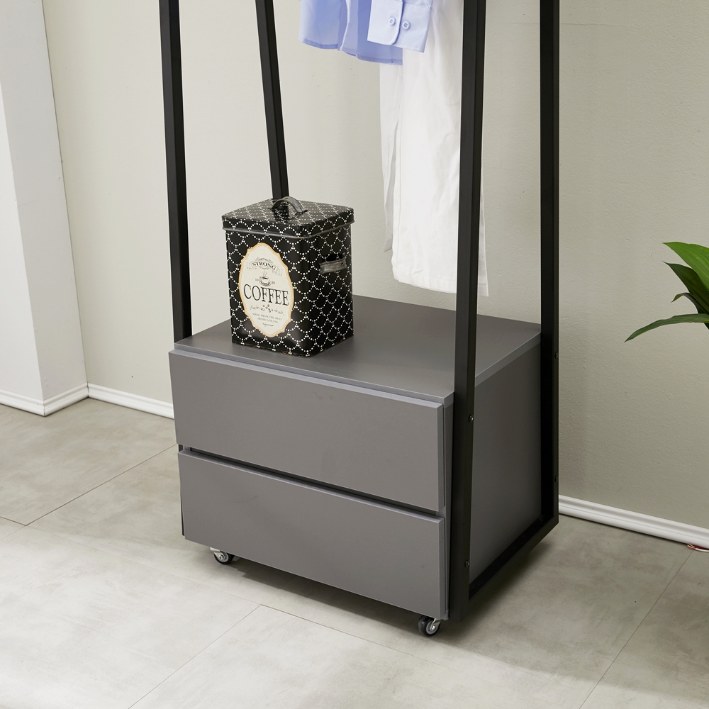 비바 서랍식행거 철제 시스템 일자 바퀴달린 이동식 2단 600 - 상세 이미지 5