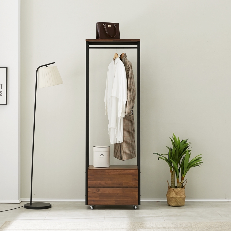 비바 서랍식행거 철제 시스템 일자 바퀴달린 이동식 2단 600