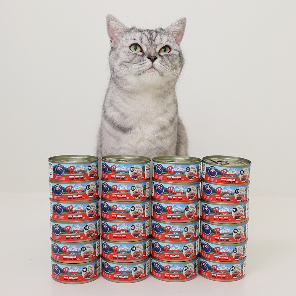 브리젠 뉴질랜드산 전연령 고양이 주식캔 습식사료 파테 비프, 80g, 24개