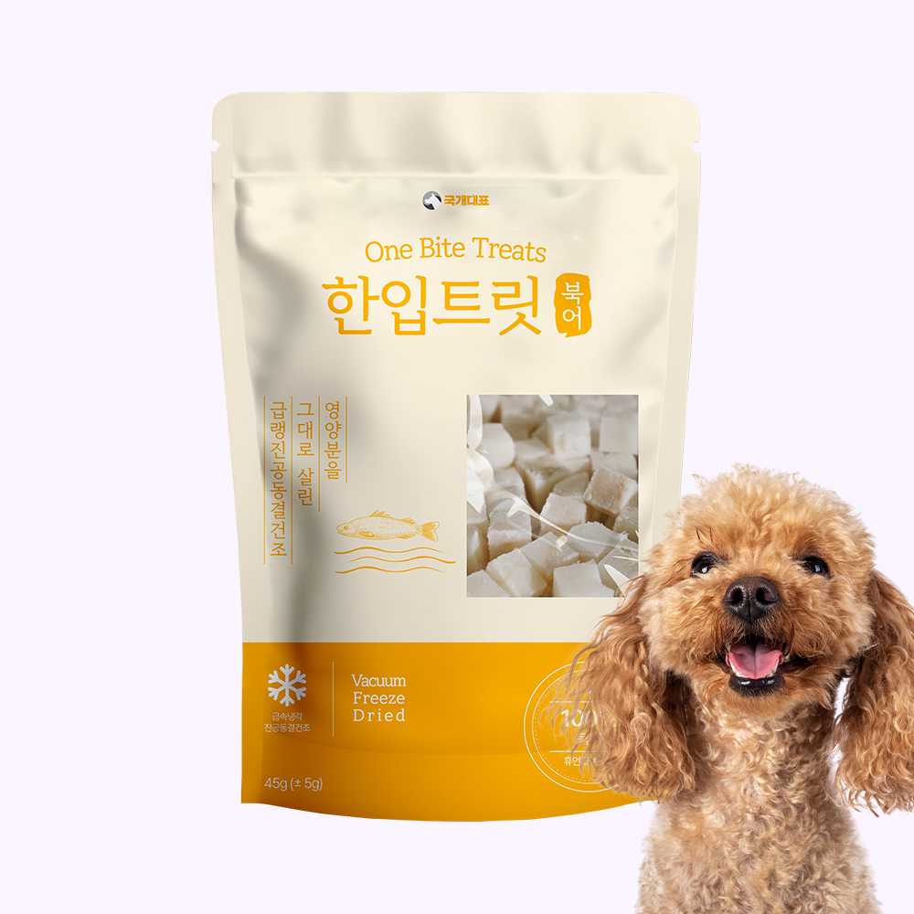 국내산 강아지 동결 건조 간식 한입 트릿 북어, 45g, 1개