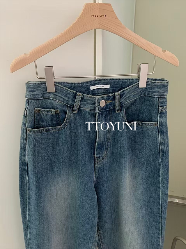 프리러브 freelove 매그넘 데님 일자핏 청바지 진청 떠유니 상세 이미지 2
