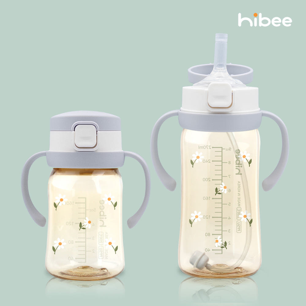 하이비 PPSU 에잇벤트 원터치 빨대컵 170ml 볼빵곰 초코브라운 빨대2종 포함